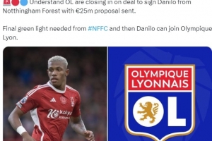 百家乐官网-罗马诺：转会费2500万欧，里昂接近和森林就签下后卫达尼洛达协议